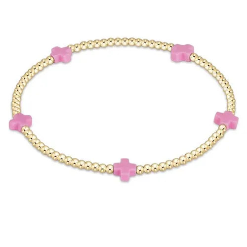 Signature Cross Small Gold Pattern 2MM Bead Bracelet