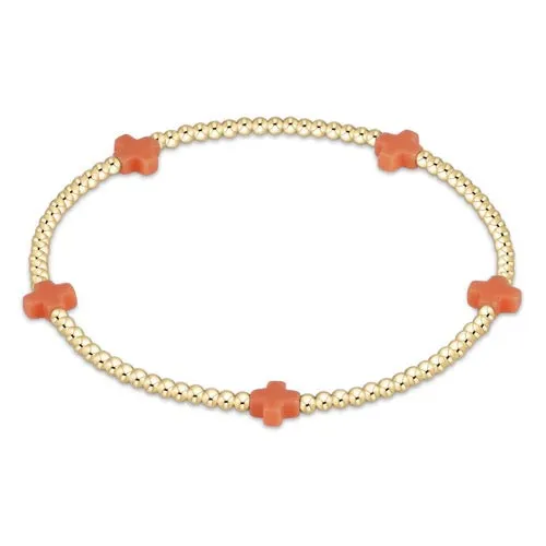 Signature Cross Small Gold Pattern 2MM Bead Bracelet