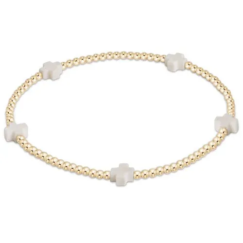Signature Cross Small Gold Pattern 2MM Bead Bracelet