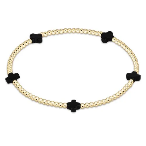 Signature Cross Small Gold Pattern 2MM Bead Bracelet