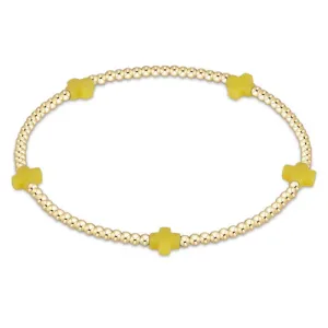 Signature Cross Small Gold Pattern 2mm Bracelet - Canary