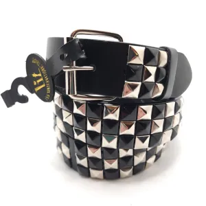 Silver & Black Checker Studded Belt Punk