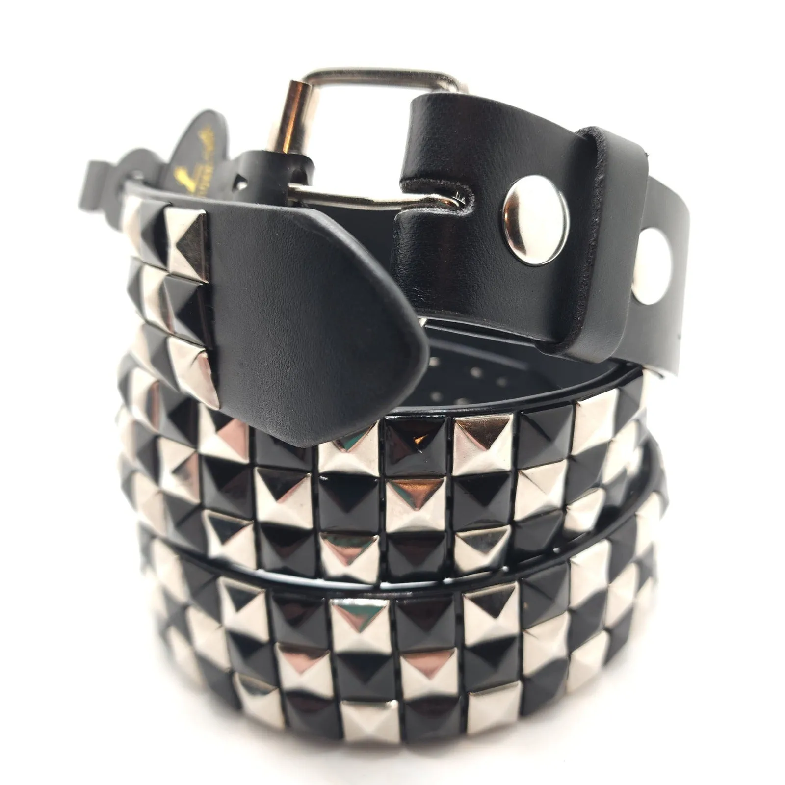 Silver & Black Checker Studded Belt Punk