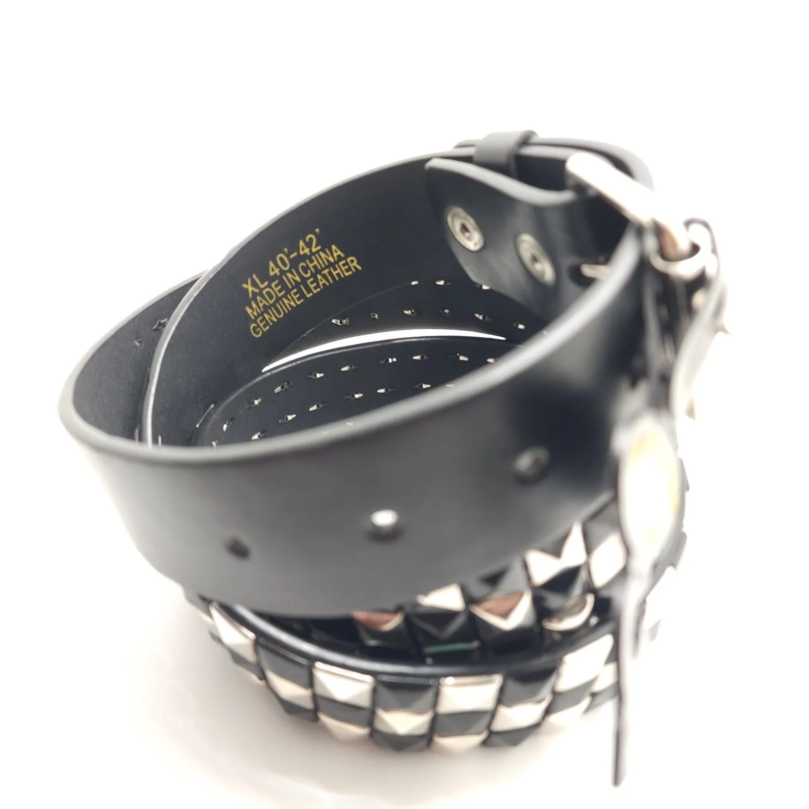 Silver & Black Checker Studded Belt Punk
