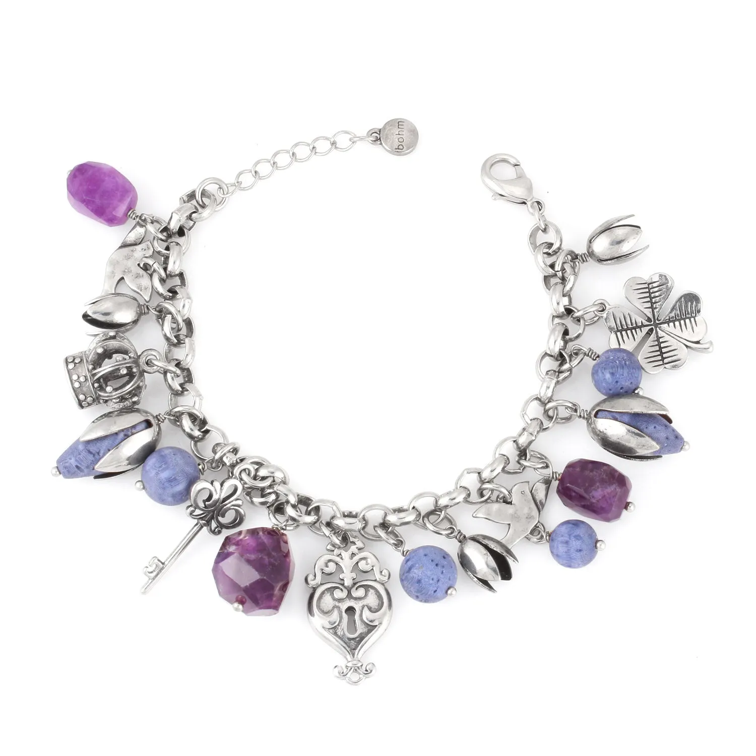 SILVER AND AMETHYST CHARM WRAP AROUND BRACELETS #192BL2101 (2D5)