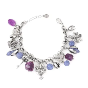 SILVER AND AMETHYST CHARM WRAP AROUND BRACELETS #192BL2101 (2D5)