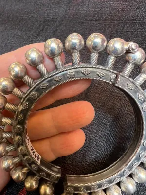 SILVER BURST: RAJASTHANI TRIBAL HINGED BANGLE