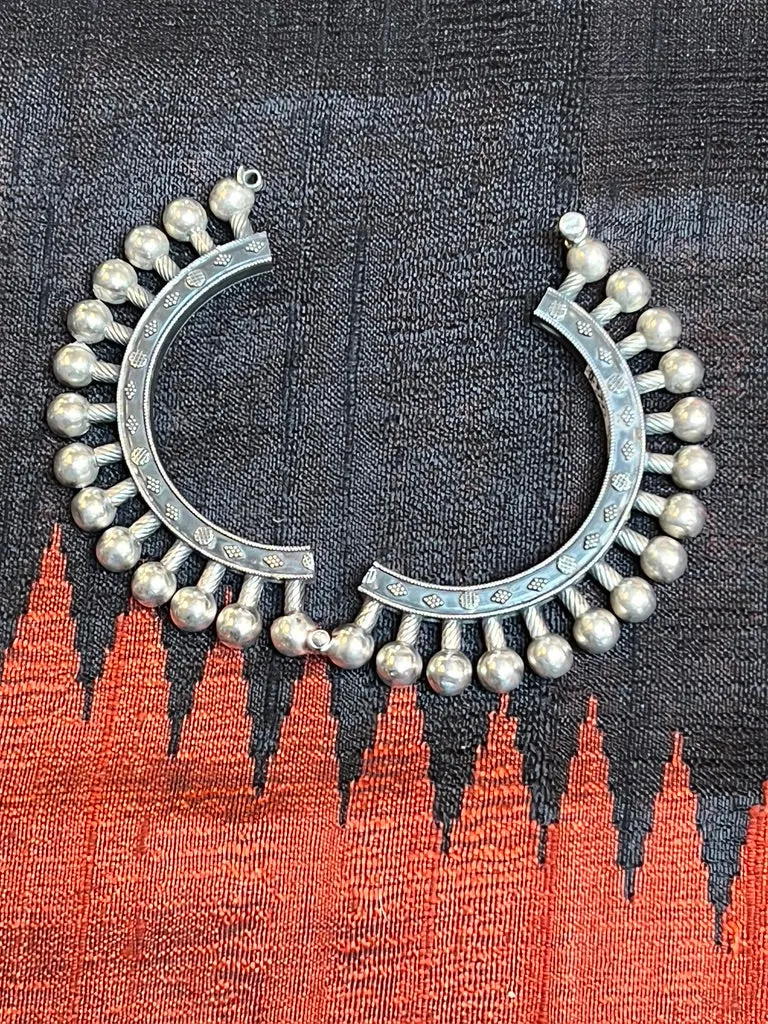 SILVER BURST: RAJASTHANI TRIBAL HINGED BANGLE