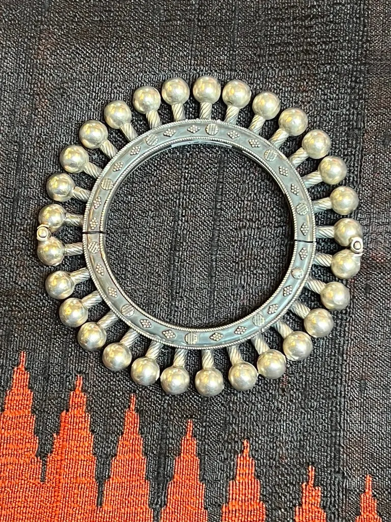 SILVER BURST: RAJASTHANI TRIBAL HINGED BANGLE
