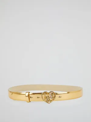 Silver Metallic Heart Buckle Belt