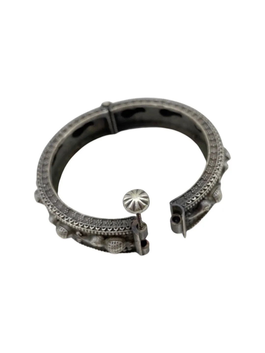 Silver Oxidized Elephant Design Bangle kada