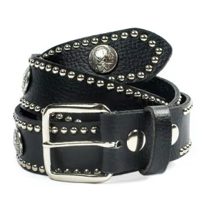 SIN24  1 1/2" Studded Edge Belt w/ Indian Head Nickel Conchos