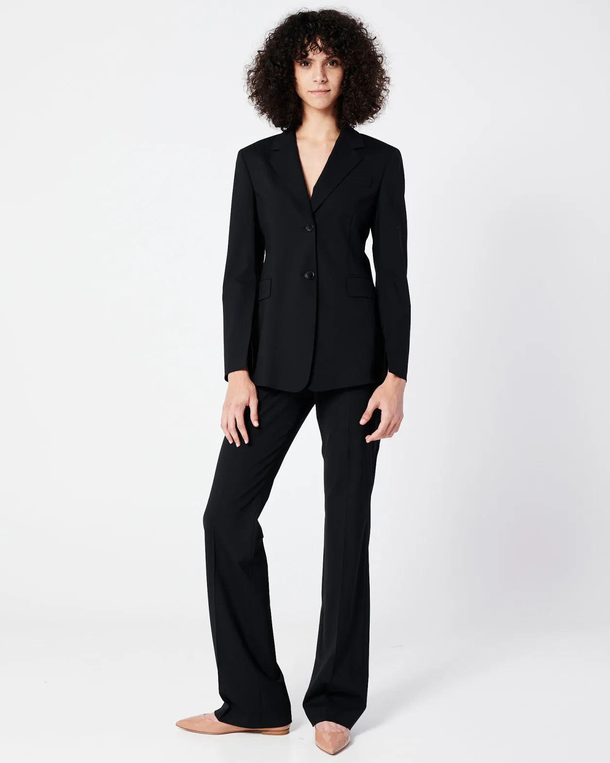 Single-Breasted Tailored Blazer in Wool Stretch