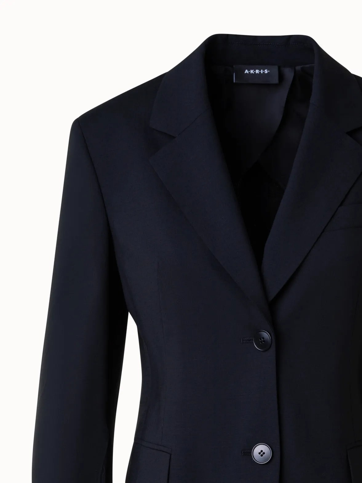 Single-Breasted Tailored Blazer in Wool Stretch