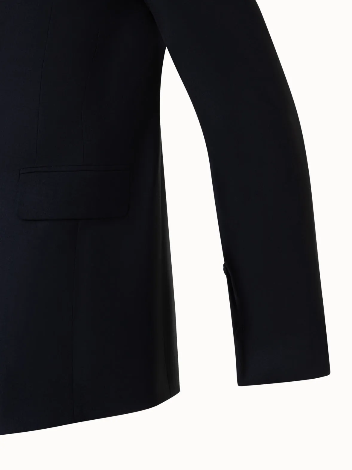 Single-Breasted Tailored Blazer in Wool Stretch