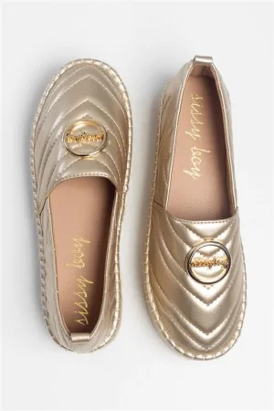 Sissyboy Ladies Quilted Espadrille Gold Shoes