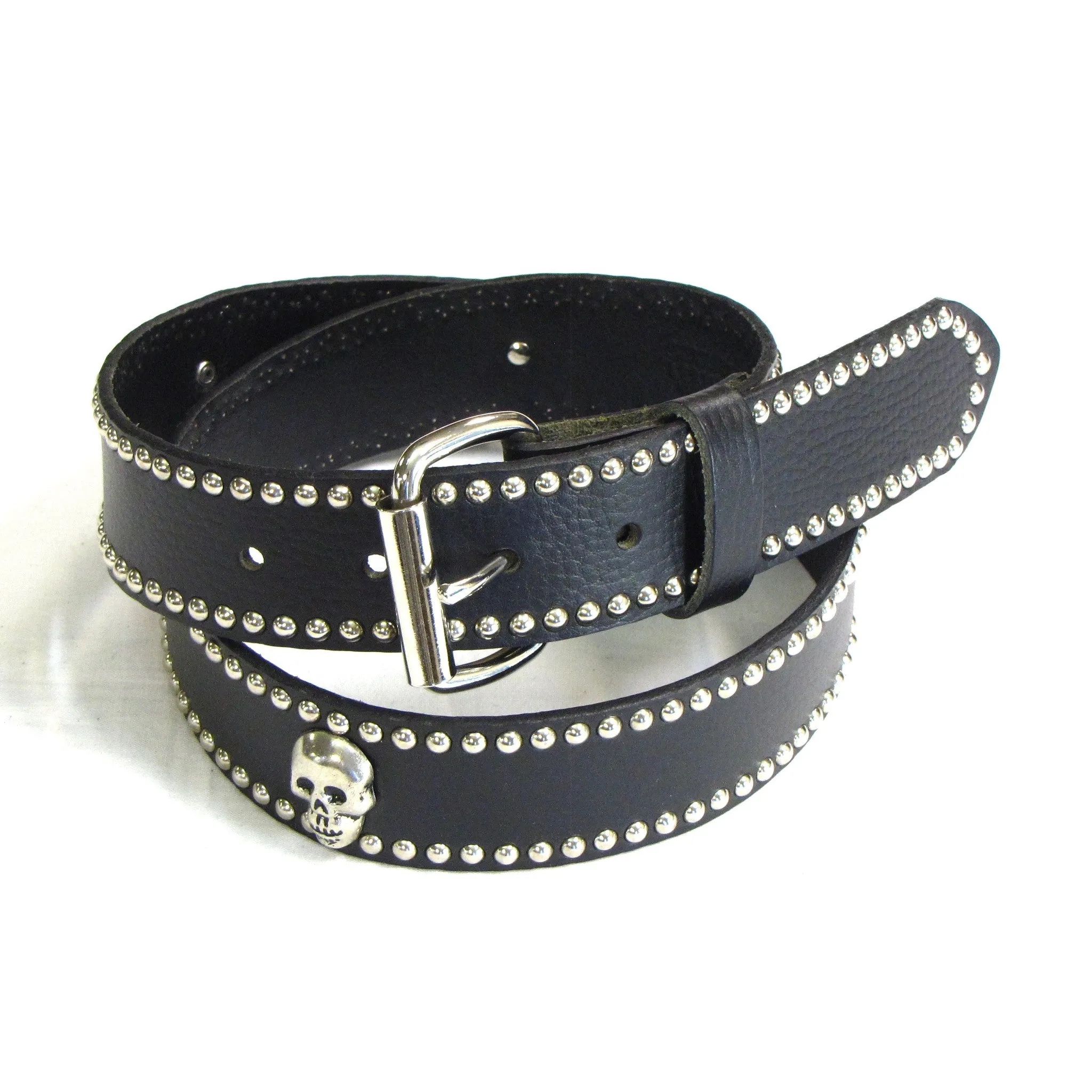 SK24  1 1/2" Studded Edge Belt w/ Skull Conchos