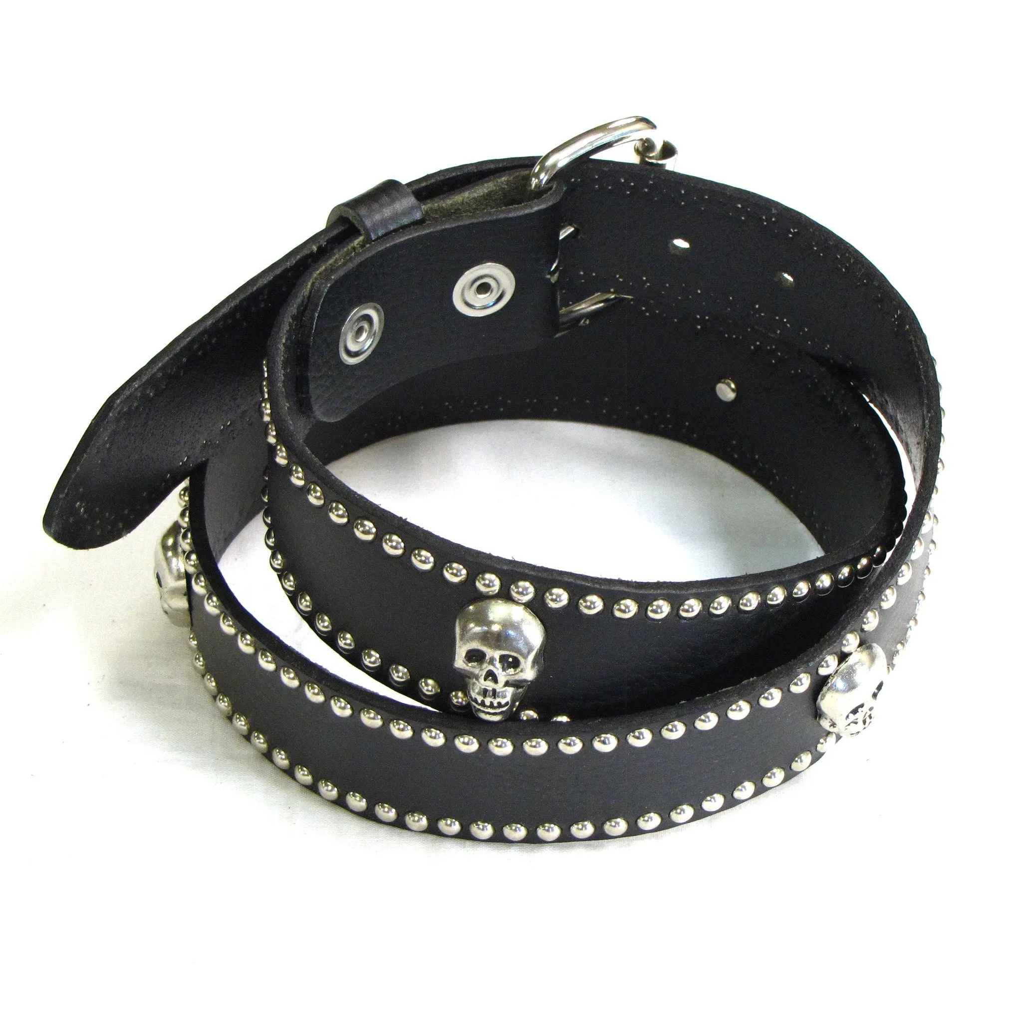 SK24  1 1/2" Studded Edge Belt w/ Skull Conchos