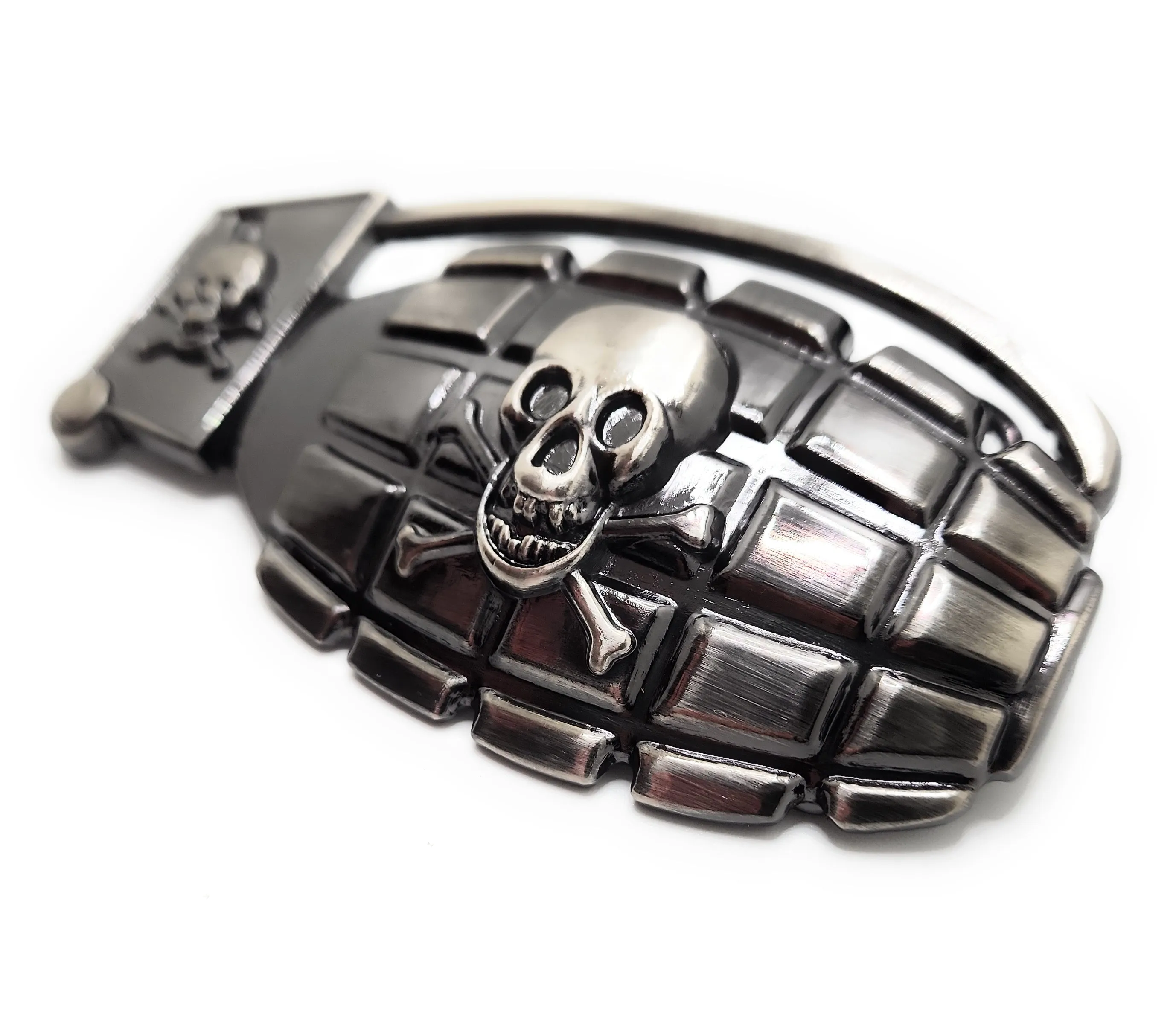 Skull and Bones Grenade Belt Buckle