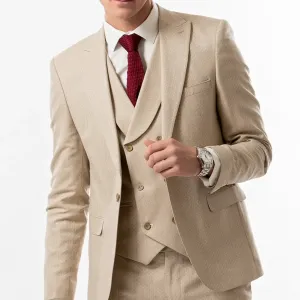 Slim Fit Vest Beige Patterned