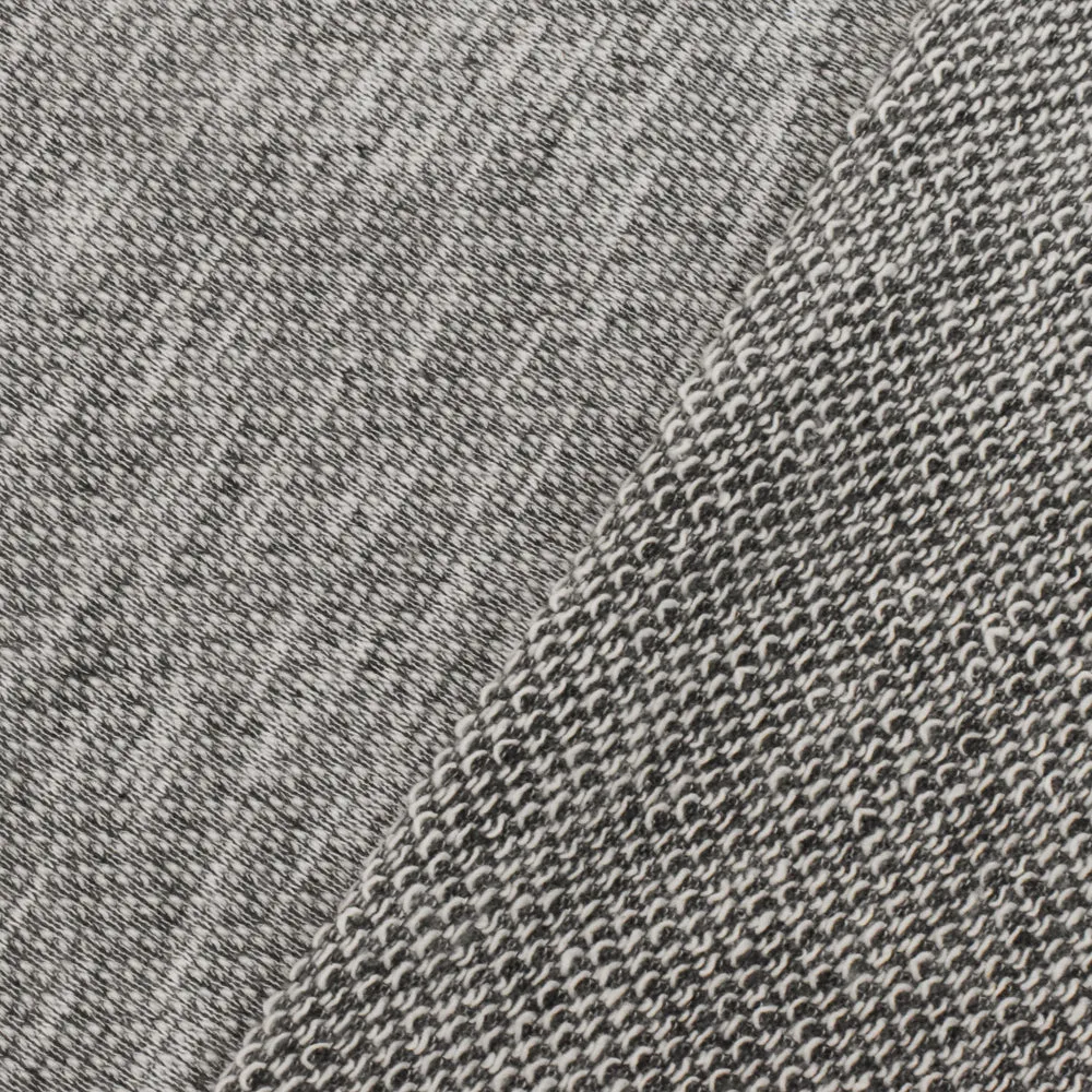Snow White-Gray Texture Poly-Rayon French Terry Knit Fabric