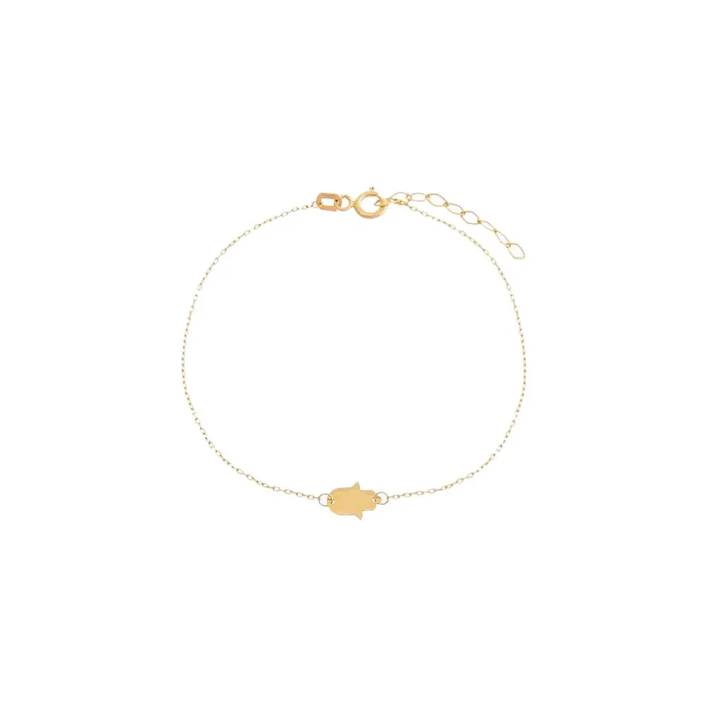 Solid Hamsa Pendant Bracelet 14K
