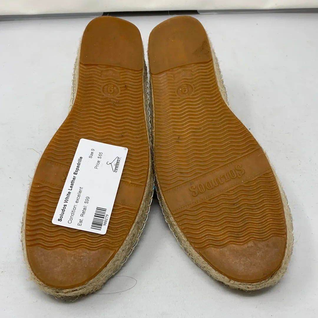 Soludos White Leather Espadrille