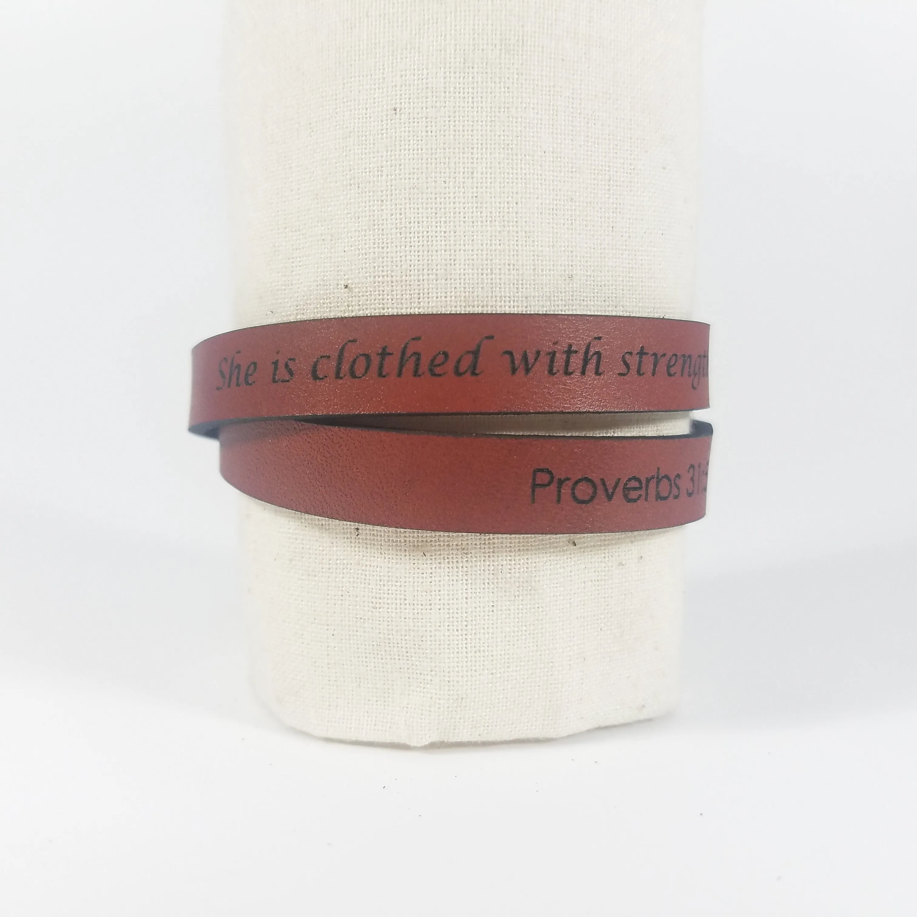 Spiritual Quote Wrap Bracelets - She is clothed with strength and dignity