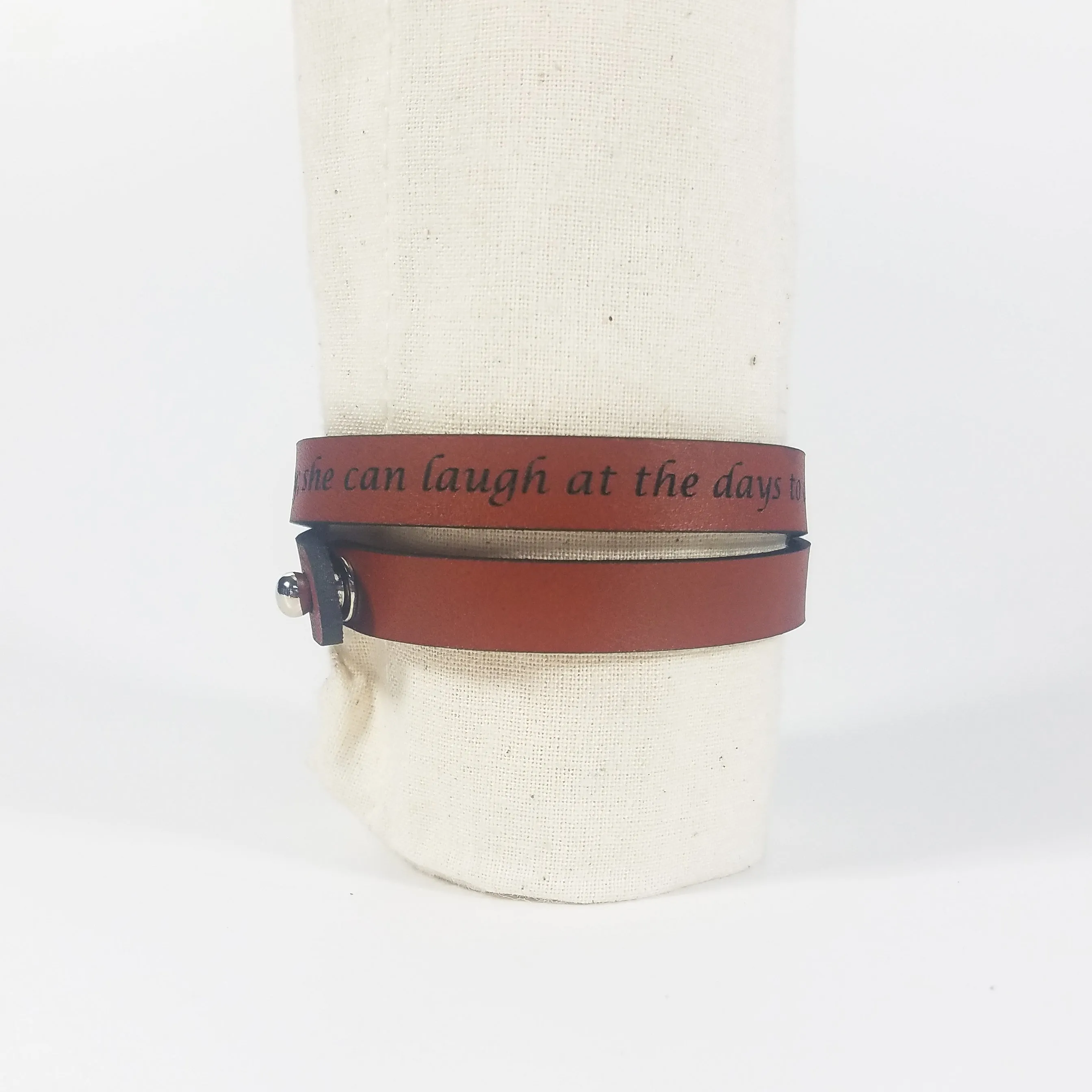 Spiritual Quote Wrap Bracelets - She is clothed with strength and dignity