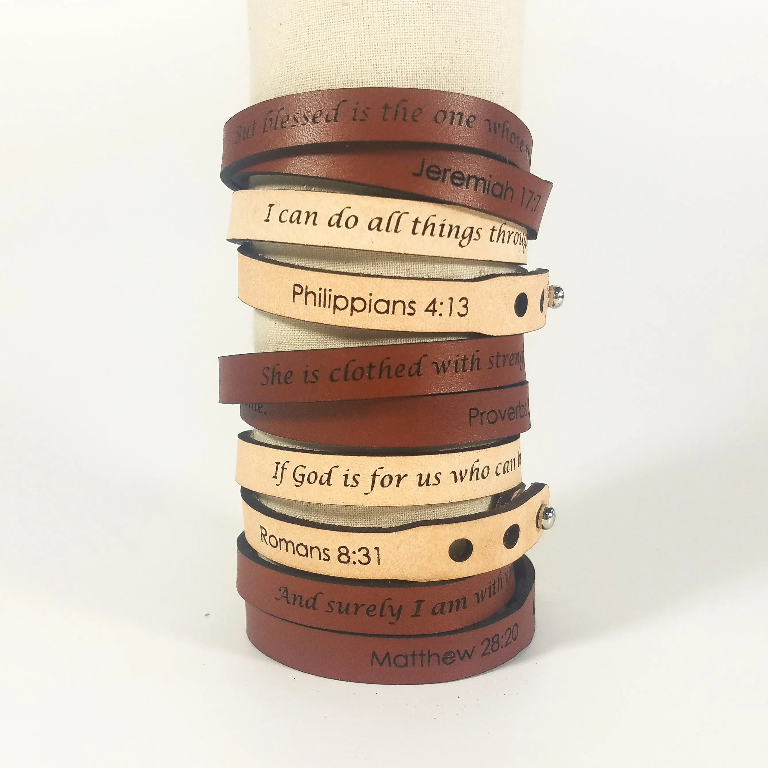 Spiritual Quote Wrap Bracelets - She is clothed with strength and dignity