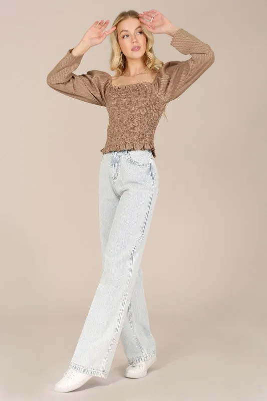 square neck smocking top