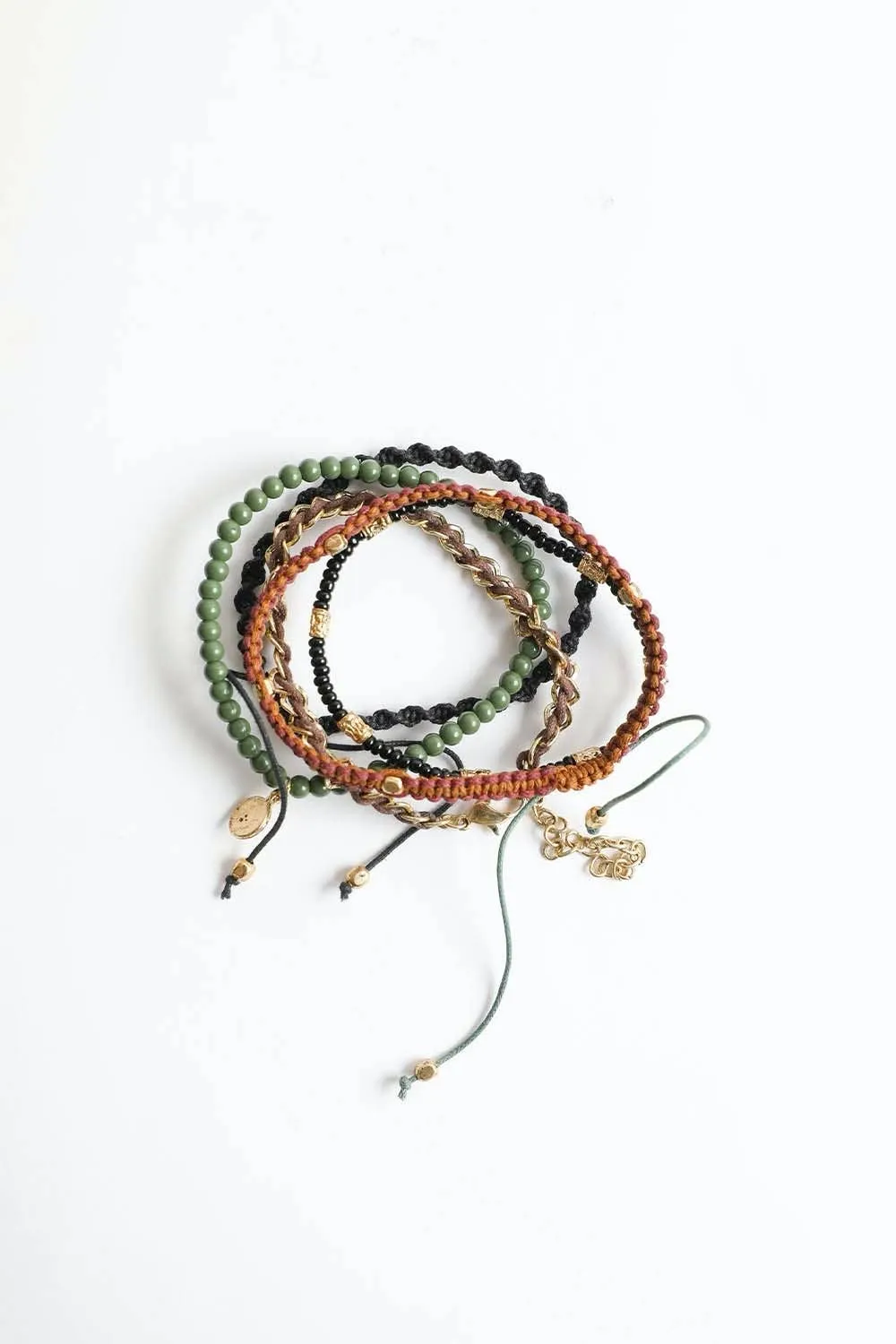 Stackable Bead and Woven Cord Bracelet - Cute & Trendy