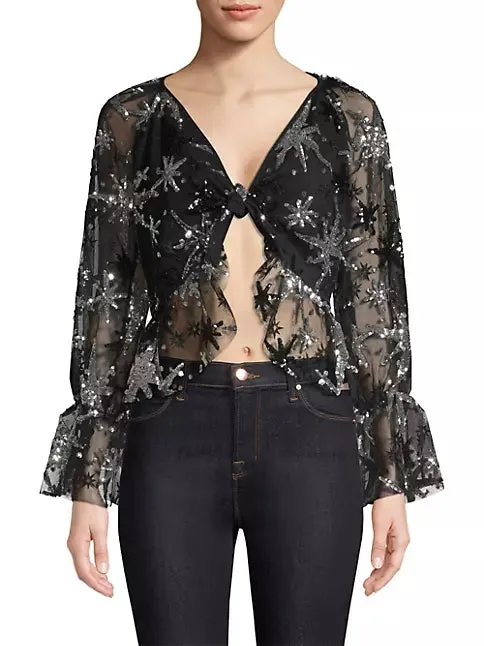 STARDUST SEQUINED SHEER TOP