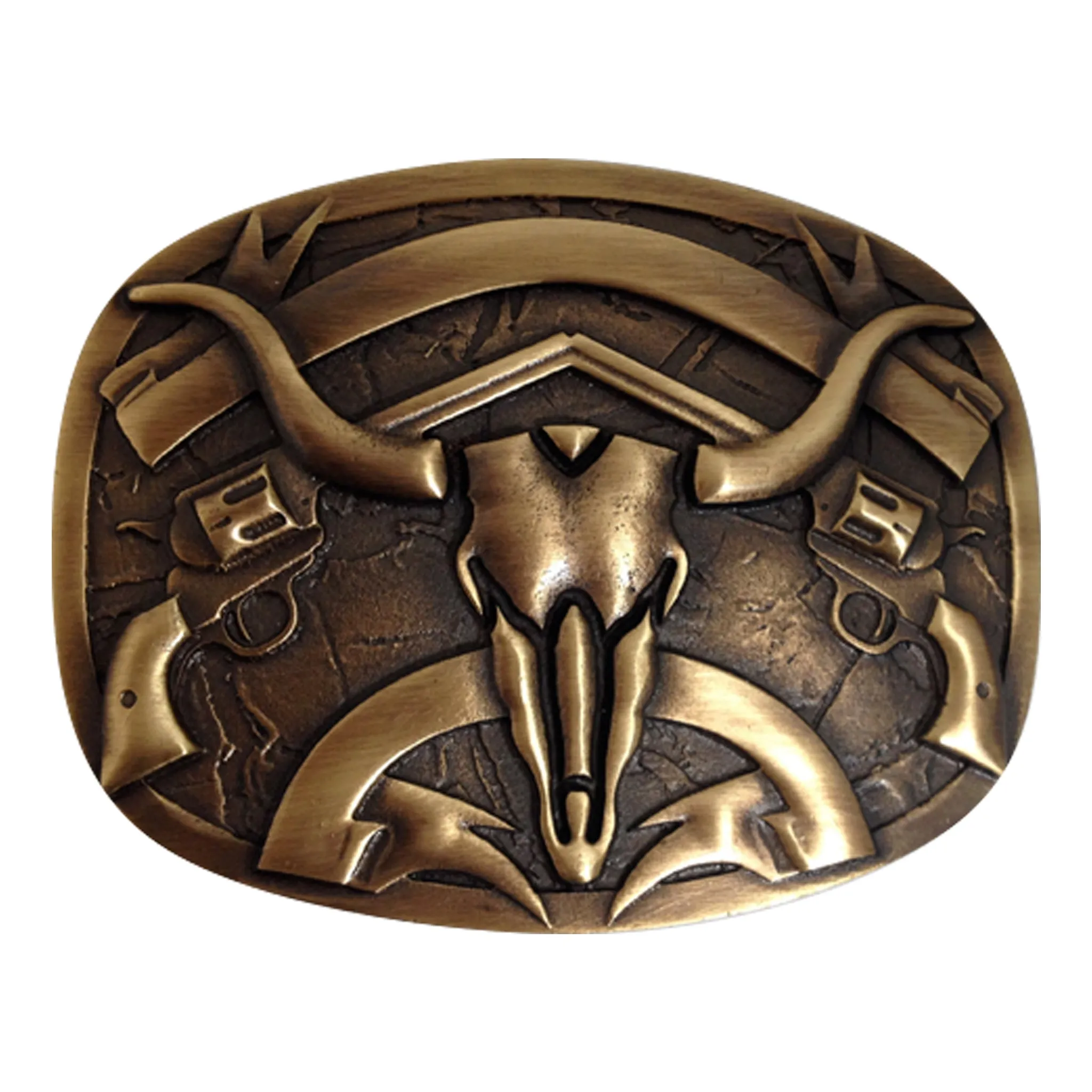 Steer Skull with Pistols Buckle