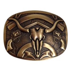 Steer Skull with Pistols Buckle