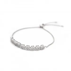 Sterling Silver Cluster CZ Adjustable Bracelet