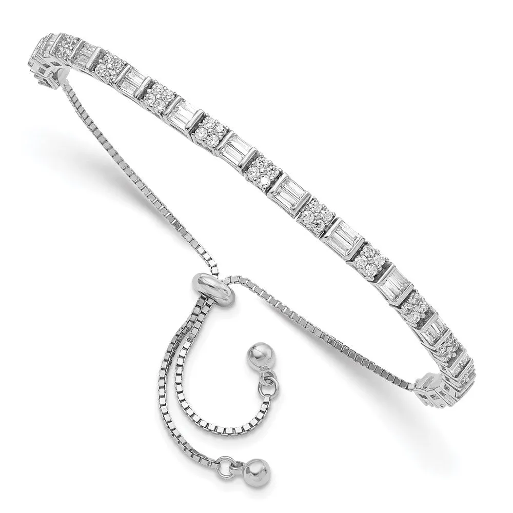 Sterling Silver CZ Adjustable Bolo Bracelet