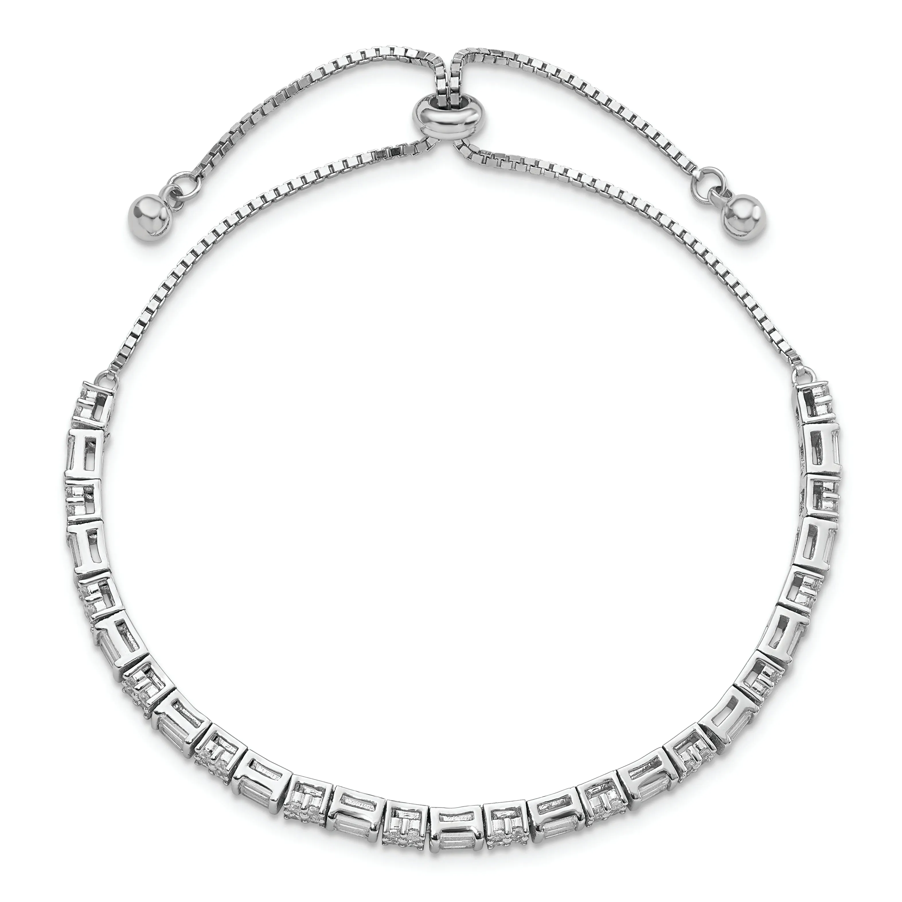 Sterling Silver CZ Adjustable Bolo Bracelet