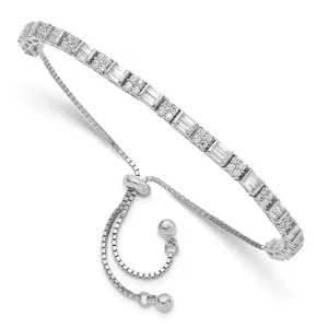 Sterling Silver CZ Adjustable Bolo Bracelet