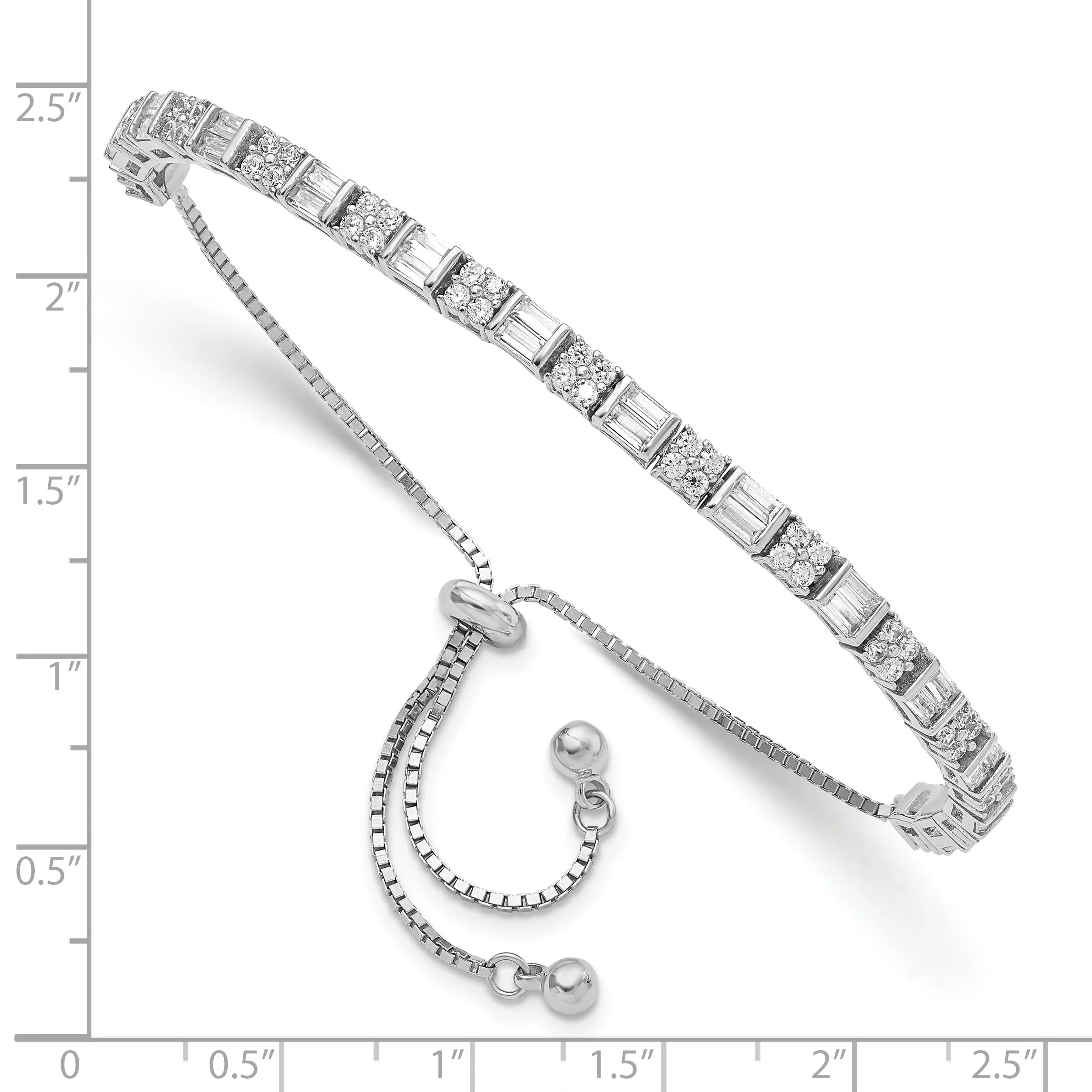 Sterling Silver CZ Adjustable Bolo Bracelet