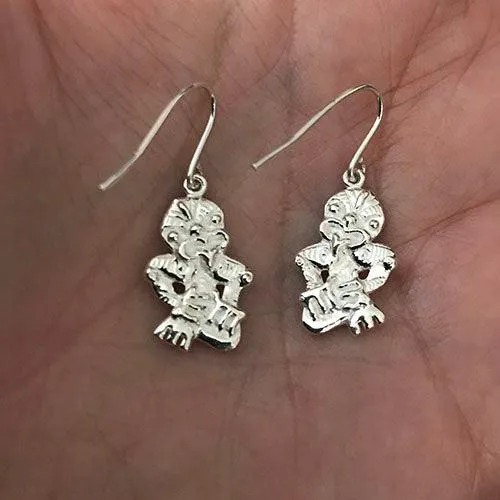 Sterling Silver Double Sided Tiki Charm or Earrings