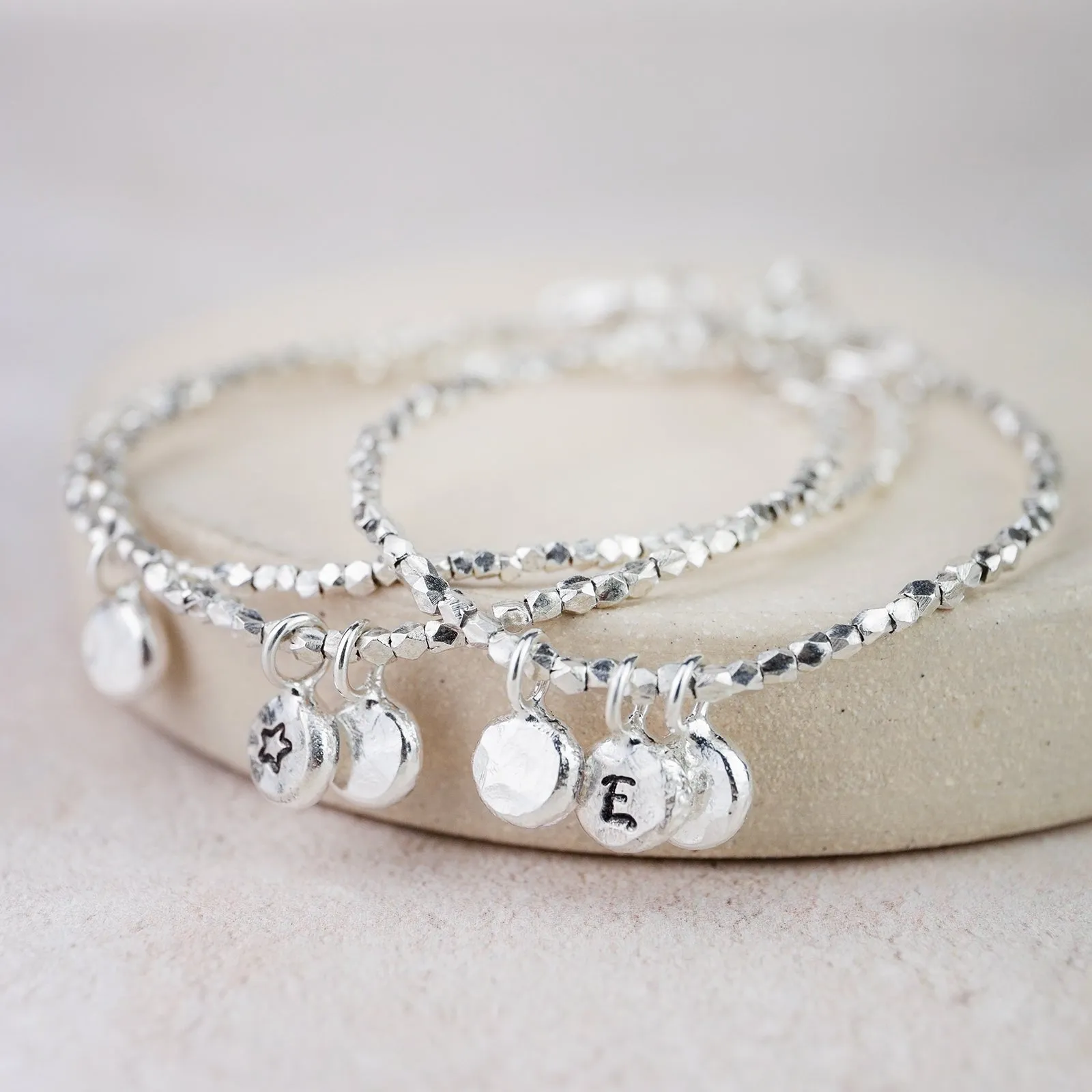 Sterling Silver Nugget Charm Bracelet (One Charm)