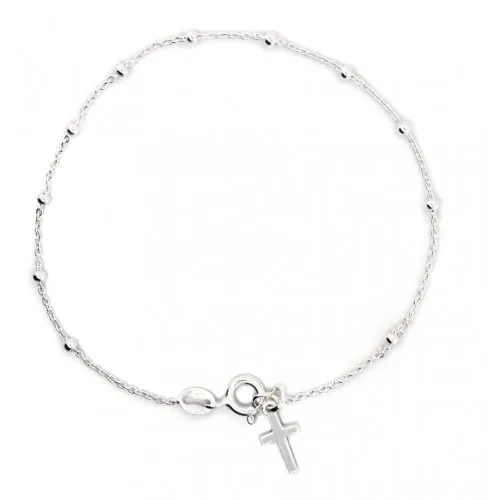 Sterling Silver Rosary Religious Bracelet