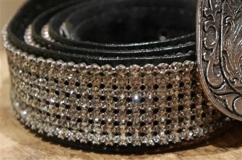 Streets Ahead Swarovski Crystal Belt with Blackened Embossed Western Buckle