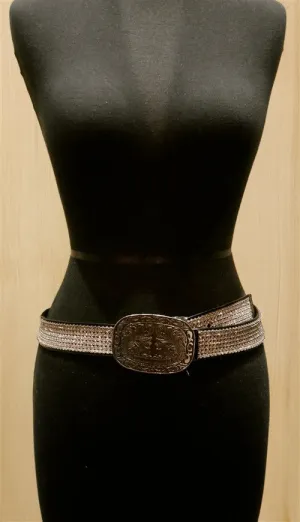Streets Ahead Swarovski Crystal Belt with Blackened Embossed Western Buckle
