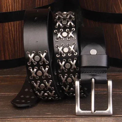 Studded Leather Cowboy Belt