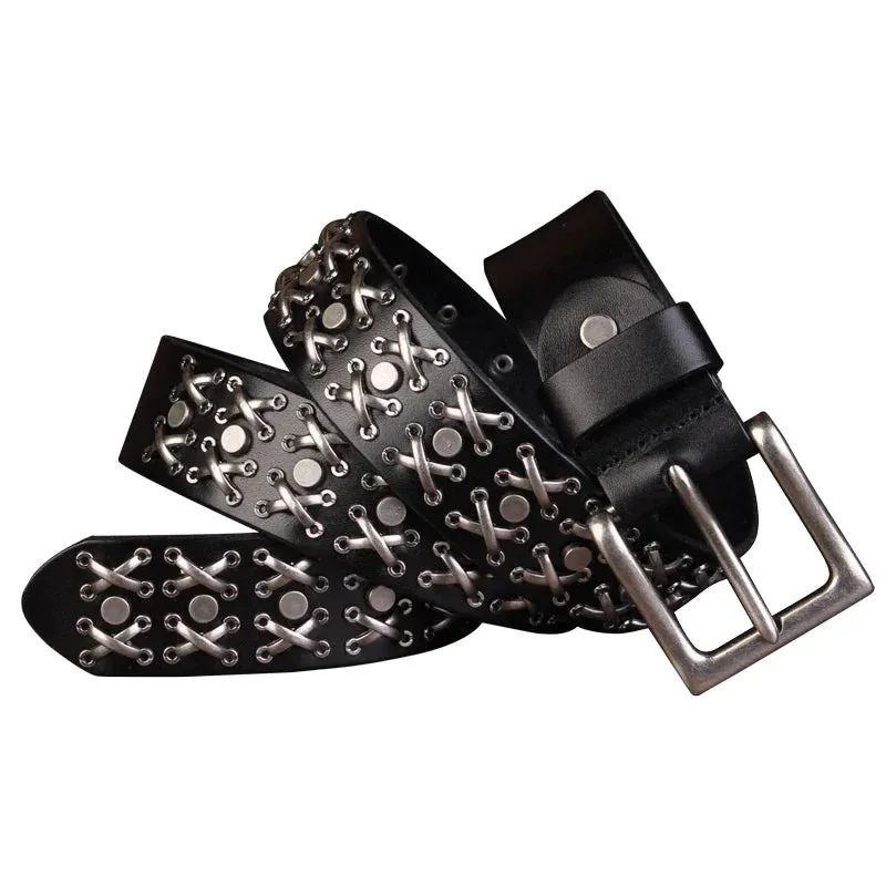 Studded Leather Cowboy Belt