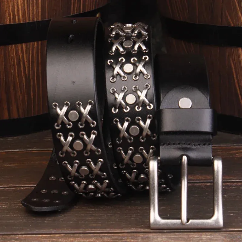 Studded Leather Cowboy Belt