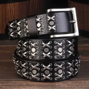 Studded Leather Cowboy Belt