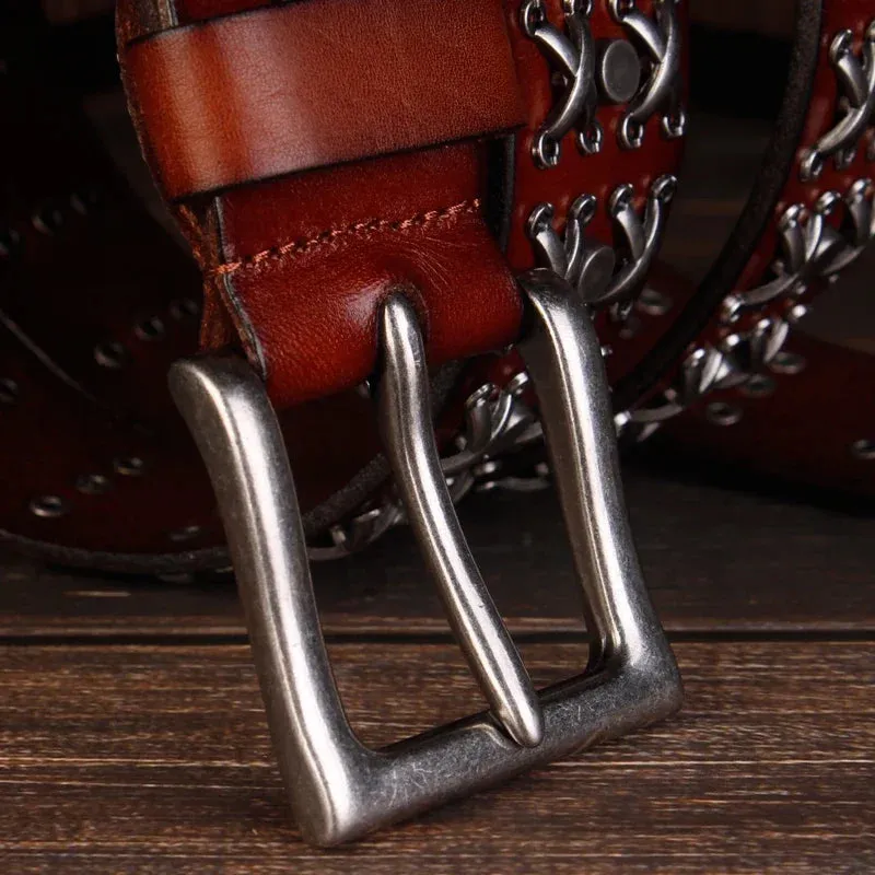 Studded Leather Cowboy Belt